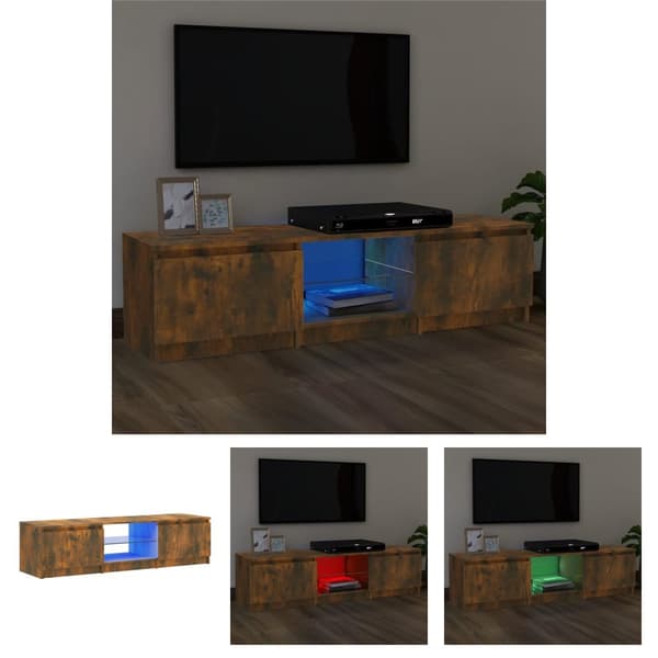 The Living Store tv-bord med LED-lys 140x40x35,5 cm røget egetræsfarve -  TV-møbler
