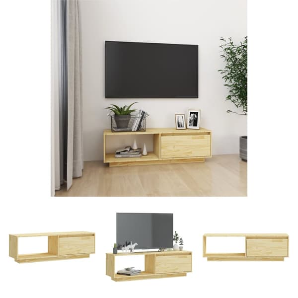 The Living Store tv-bord 110x30x33,5 cm massivt fyrretræ - TV-møbler