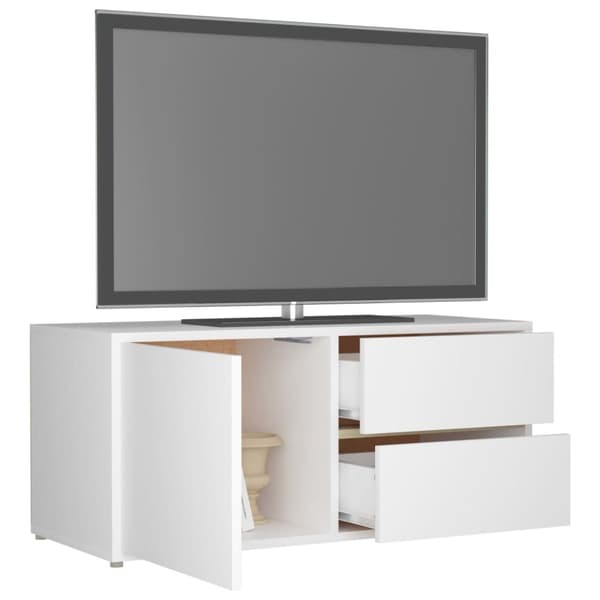 The Living Store tv-bord 80x34x36 cm konstrueret træ hvid -  TV-møbler