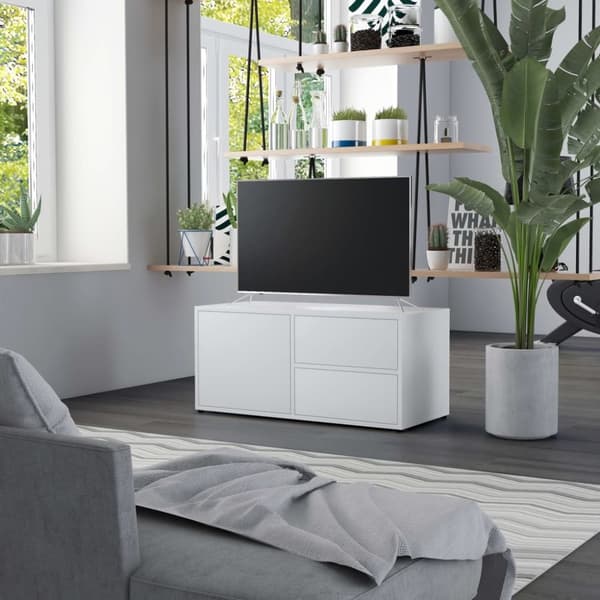 The Living Store tv-bord 80x34x36 cm konstrueret træ hvid -  TV-møbler