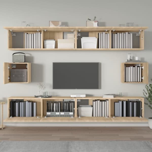 The Living Store 6-osainen TV-kaappisarja Sonoma-tammi tekninen puu -  TV-tasot
