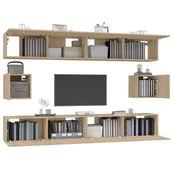 The Living Store 6-osainen TV-kaappisarja Sonoma-tammi tekninen puu -  TV-tasot