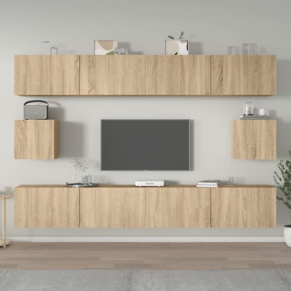 The Living Store 6-osainen TV-kaappisarja Sonoma-tammi tekninen puu -  TV-tasot
