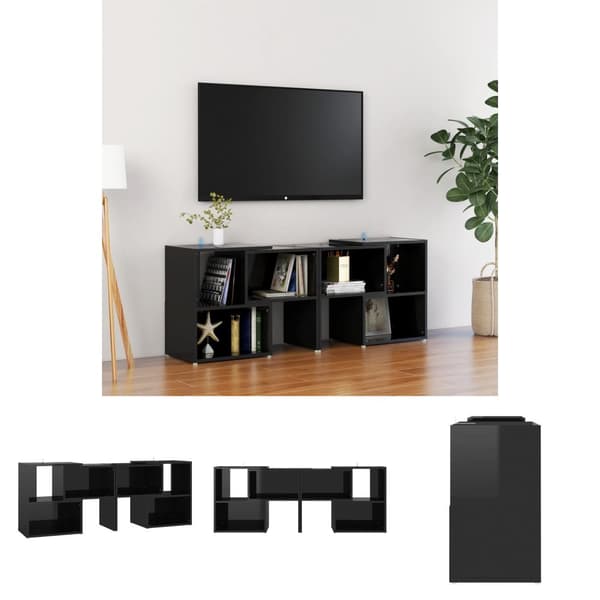 The Living Store TV-skåp svart högglans 104x30x52 cm konstruerat trä - TV-bänkar