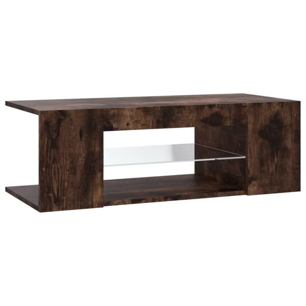 The Living Store Tv-bänk med LED-belysning rökfärgad ek 90x39x30 cm - TV-bänkar
