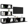 Miniatyrbillede 4 af 8: The Living Store tv-skabssæt 4 dele konstrueret træ sort -  TV-møbler