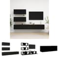 Miniatyrbillede 1 af 8: The Living Store tv-skabssæt 4 dele konstrueret træ sort -  TV-møbler