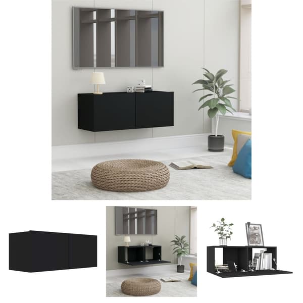 The Living Store TV-bänk svart 80x30x30 cm konstruerat trä -  TV-bänkar