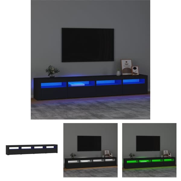 The Living Store Tv-bänk med LED-belysning Svart 240x35x40 cm - TV-bänkar