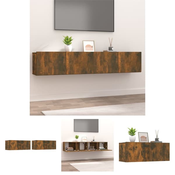 The Living Store tv-skabe 2 stk. 80x30x30 cm konstrueret træ røget egetræ -  TV-møbler