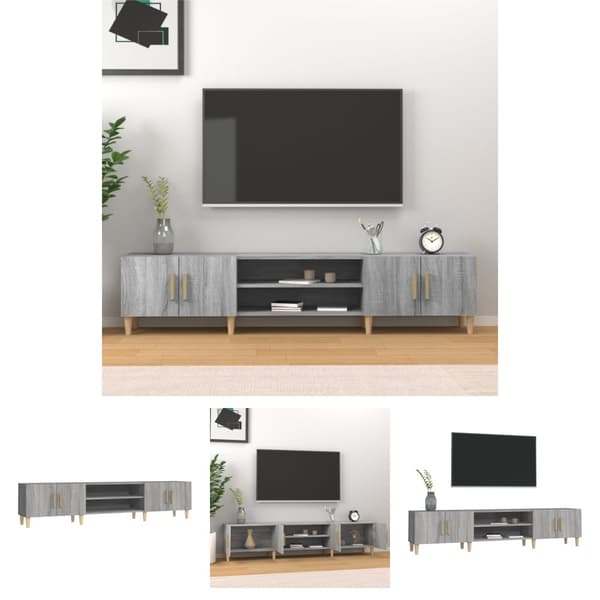 The Living Store tv-bord 180x31,5x40 cm konstrueret træ grå sonoma-eg -  TV-møbler