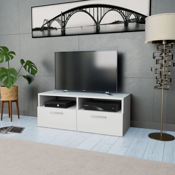 The Living Store TV-möbel spånskiva 95x35x36 cm vit - TV-bänkar
