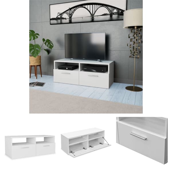 The Living Store TV-möbel spånskiva 95x35x36 cm vit - TV-bänkar
