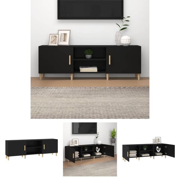 The Living Store Tv-bänk svart 150x30x50 cm konstruerat trä - TV-bänkar