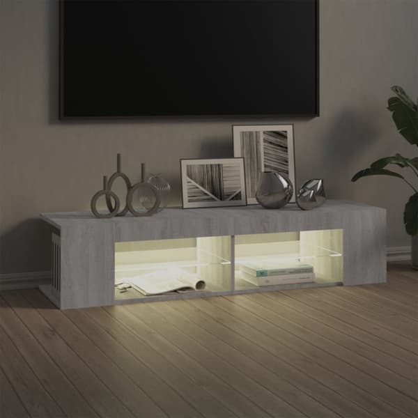 The Living Store tv-bord med LED-lys 135x39x30 cm grå sonoma-eg -  TV-møbler