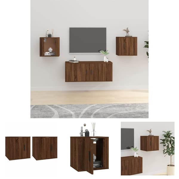The Living Store Seinäkiinnitettävät TV-tasot 2 kpl ruskea tammi 40x34,5x40 cm -  TV-tasot