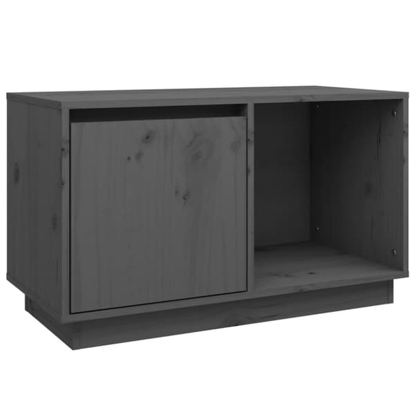 The Living Store tv-bord 74x35x44 cm massivt fyrretræ grå -  TV-møbler