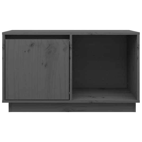 The Living Store tv-bord 74x35x44 cm massivt fyrretræ grå -  TV-møbler