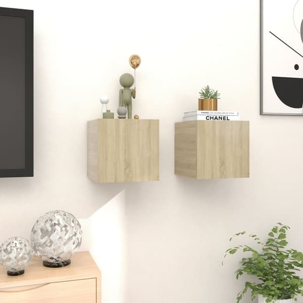 The Living Store væghængte skabe 2 stk. 30,5x30x30 cm sonoma-eg -  TV-møbler