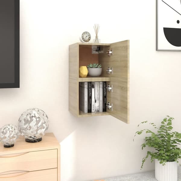 The Living Store væghængte skabe 2 stk. 30,5x30x30 cm sonoma-eg -  TV-møbler