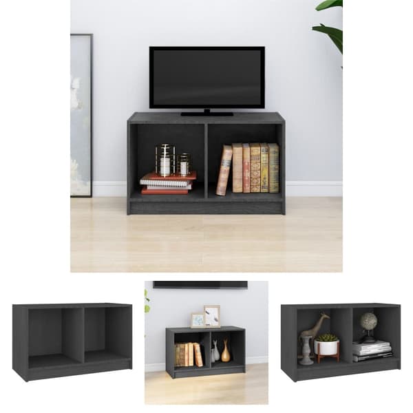 The Living Store TV-bänk grå 70x33x42 cm massiv furu -  TV-bänkar