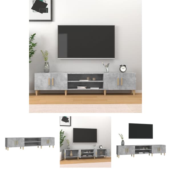 The Living Store tv-bord 180x31,5x40 cm konstrueret træ betongrå -  TV-møbler