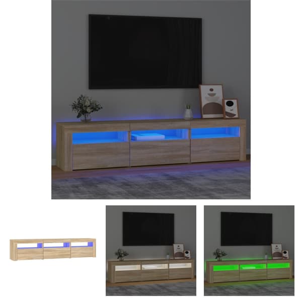 The Living Store Tv-bänk med LED-belysning sonoma ek 180x35x40 cm - TV-bänkar