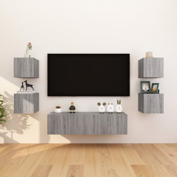 The Living Store væghængt tv-skab 30,5x30x30 cm grå sonoma-eg - TV-møbler