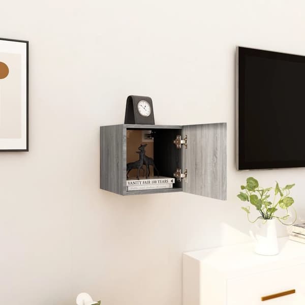 The Living Store væghængt tv-skab 30,5x30x30 cm grå sonoma-eg - TV-møbler
