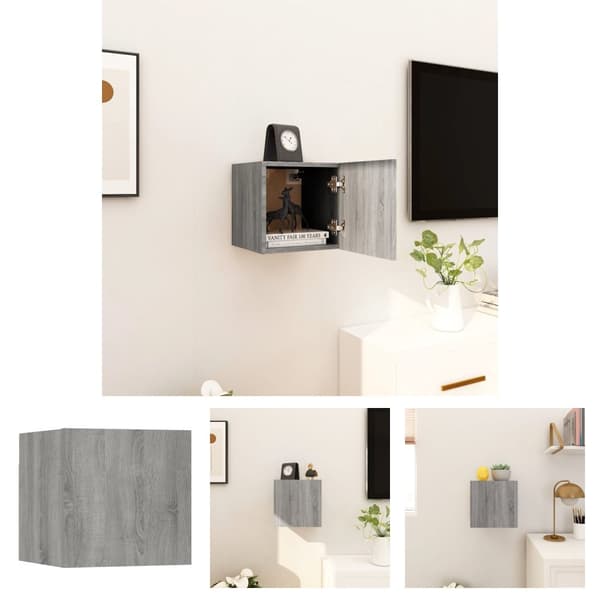 The Living Store væghængt tv-skab 30,5x30x30 cm grå sonoma-eg - TV-møbler