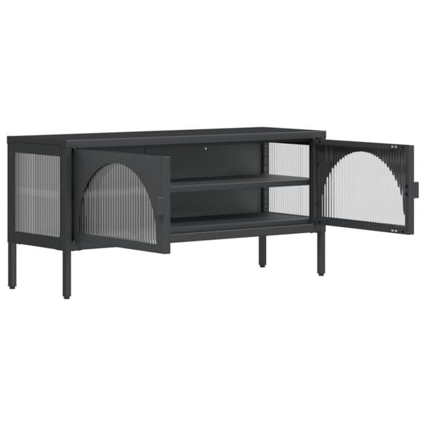 The Living Store Tv-bänk svart 105x35x50 cm glas och stål -  TV-bänkar