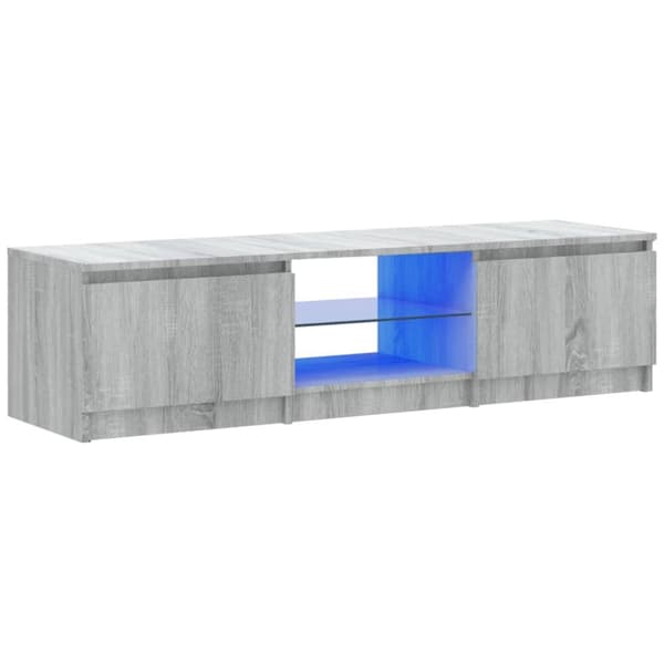 The Living Store Tv-bänk med LED-belysning grå sonoma 140x40x35,5 cm - TV-bänkar