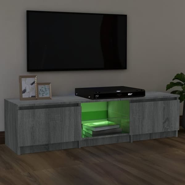 The Living Store Tv-bänk med LED-belysning grå sonoma 140x40x35,5 cm - TV-bänkar