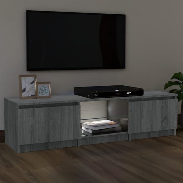 The Living Store Tv-bänk med LED-belysning grå sonoma 140x40x35,5 cm -  TV-bänkar