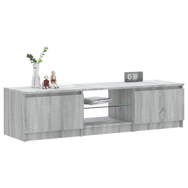 The Living Store Tv-bänk med LED-belysning grå sonoma 140x40x35,5 cm - TV-bänkar