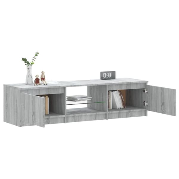 The Living Store Tv-bänk med LED-belysning grå sonoma 140x40x35,5 cm - TV-bänkar