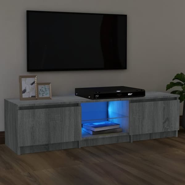 The Living Store Tv-bänk med LED-belysning grå sonoma 140x40x35,5 cm - TV-bänkar