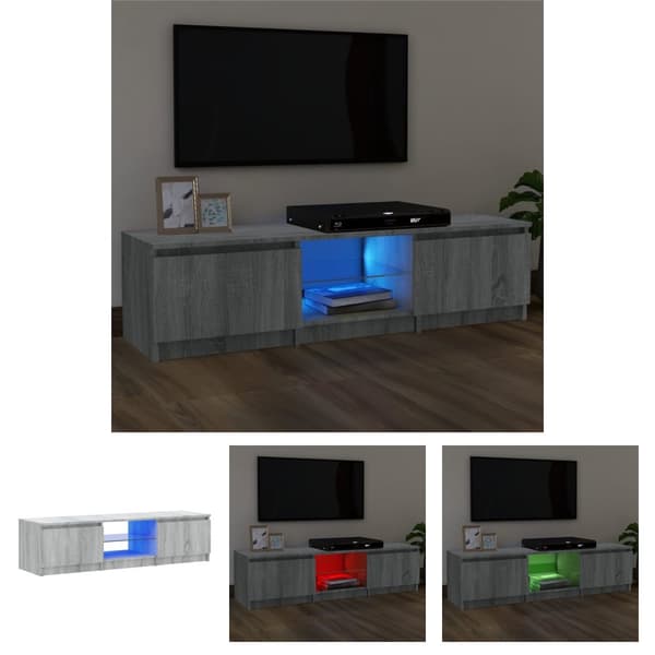 The Living Store Tv-bänk med LED-belysning grå sonoma 140x40x35,5 cm - TV-bänkar