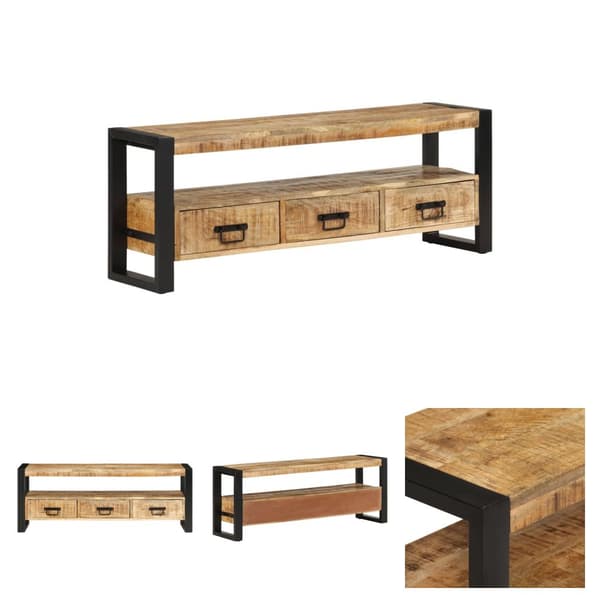 The Living Store TV-taso 120x30x45 cm täysi mangopuu -  TV-tasot