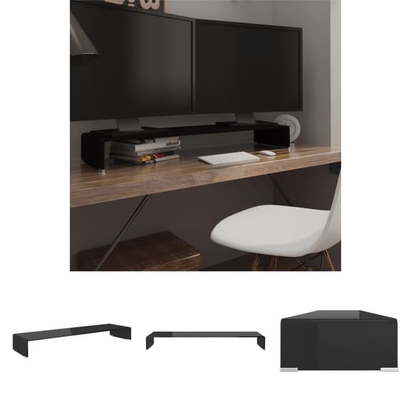 The Living Store TV-stander/monitorstand sort glas 110x30x13 cm -  TV-møbler