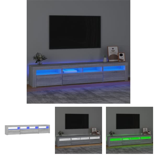 The Living Store TV-taso LED-valoilla harmaa Sonoma 210x35x40 cm - TV-tasot