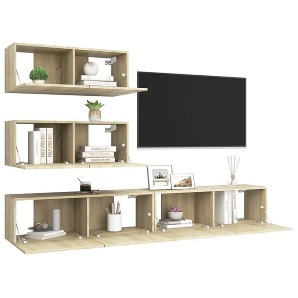 The Living Store tv-skabe 4 dele spånplade sonoma-eg - TV-møbler