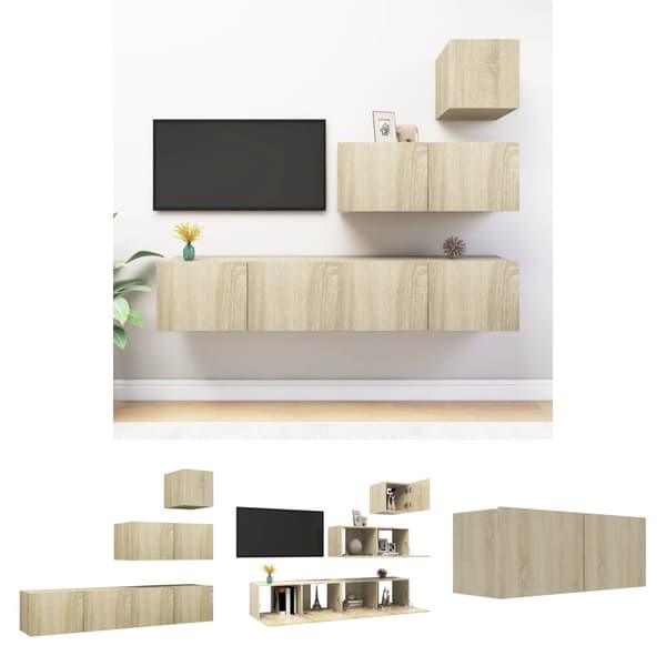 The Living Store tv-skabe 4 dele spånplade sonoma-eg - TV-møbler