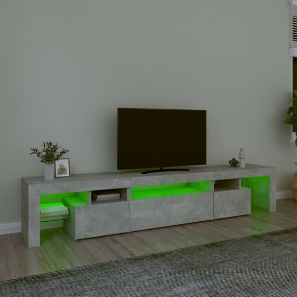 The Living Store Tv-bänk med LED-belysning betonggrå 215x36,5x40 cm - TV-bänkar