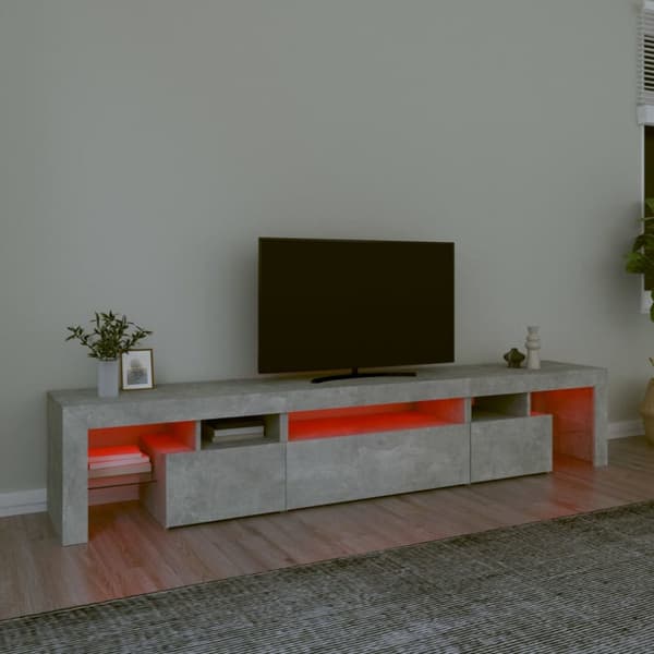 The Living Store Tv-bänk med LED-belysning betonggrå 215x36,5x40 cm - TV-bänkar