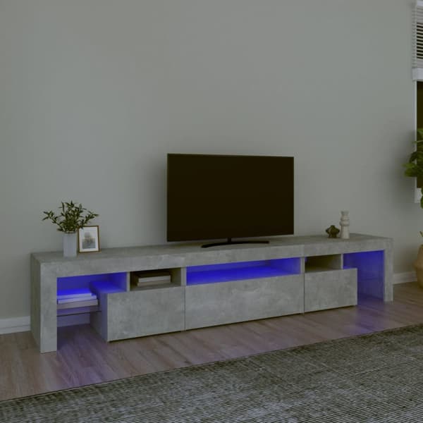 The Living Store Tv-bänk med LED-belysning betonggrå 215x36,5x40 cm - TV-bänkar