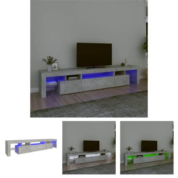 The Living Store Tv-bänk med LED-belysning betonggrå 215x36,5x40 cm - TV-bänkar