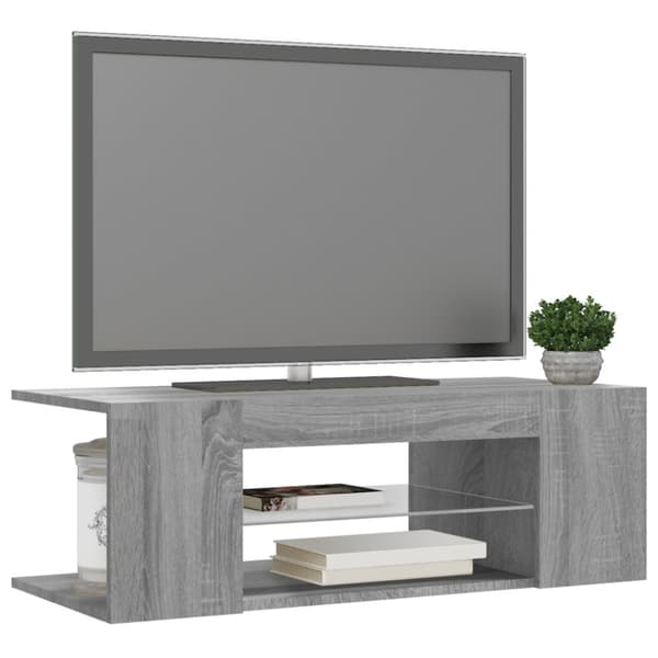 The Living Store TV-taso LED-valoilla harmaa Sonoma 90x39x30 cm - TV-tasot