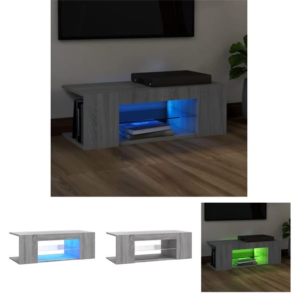 The Living Store TV-taso LED-valoilla harmaa Sonoma 90x39x30 cm - TV-tasot