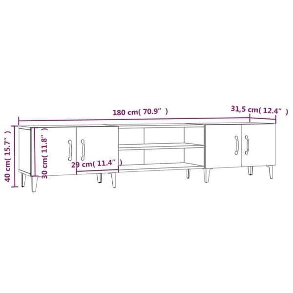 The Living Store TV-taso betoninharmaa 180x31,5x40 cm tekninen puu - TV-tasot